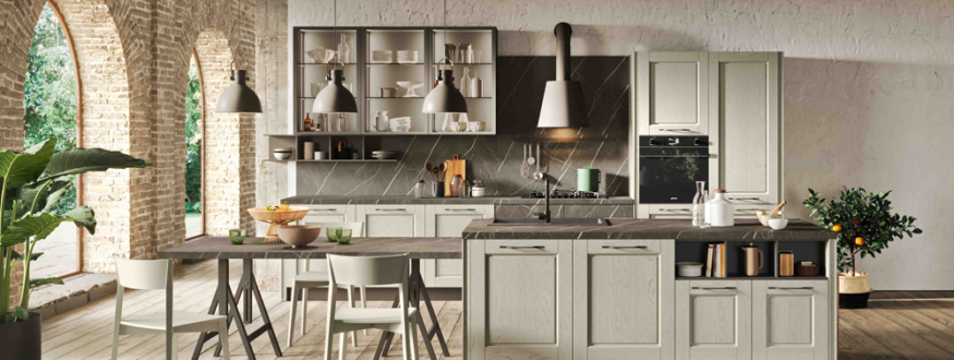 Cucina Con Isola E Tavolo Integrato Vdmo Srl